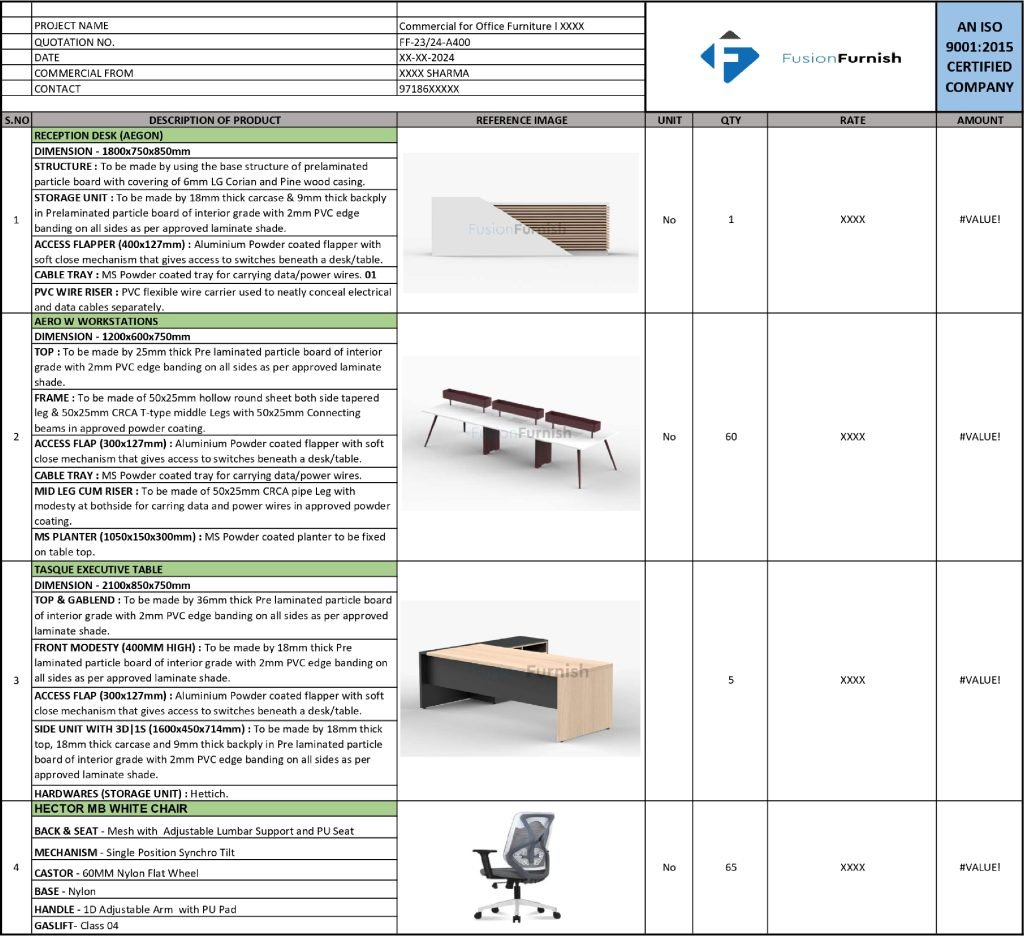  Quotation Reference Template By Fusion Furnish